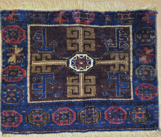 Orientteppich handgeknüpft 62×50 cm Beludj Tribal Muster