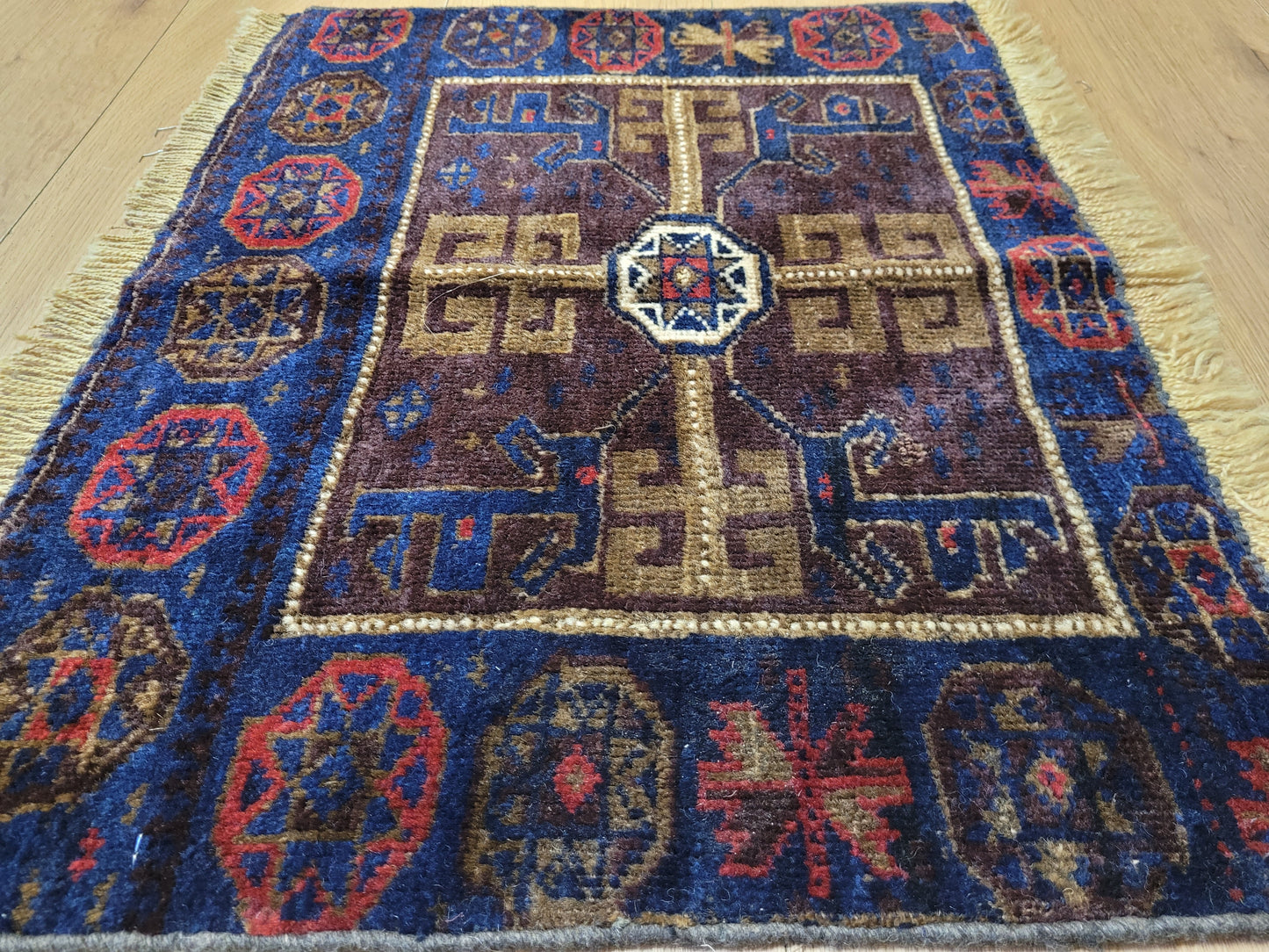 Orientteppich handgeknüpft 62×50 cm Beludj Tribal Muster