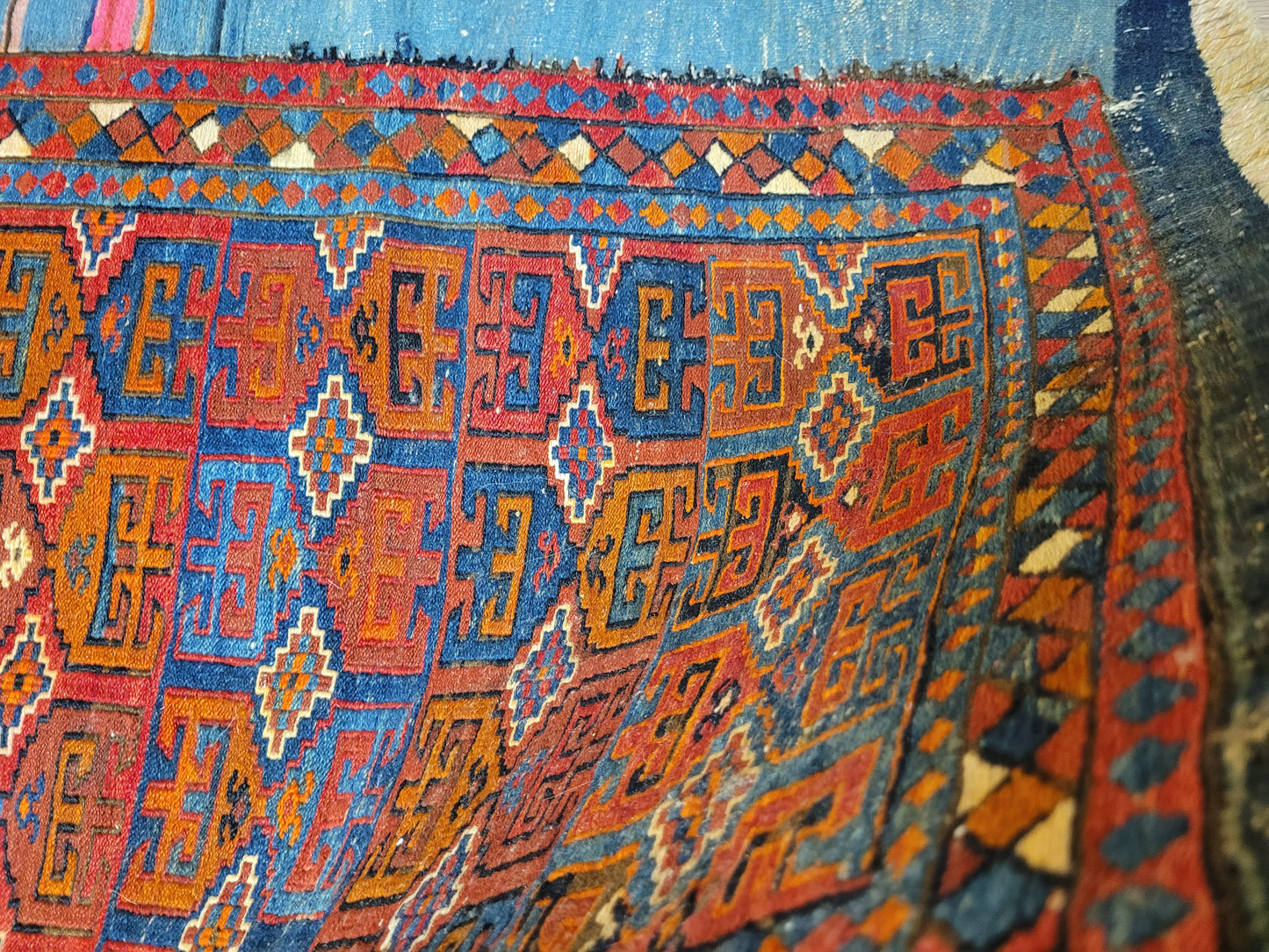 Orientteppich handgeknüpft 75 × 64 cm Sumak Kelim geometrisch