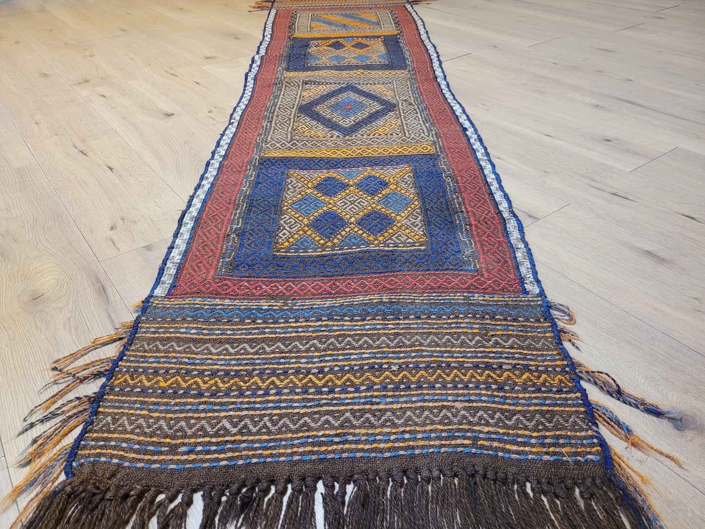 Orientteppich handgeknüpft Kelim Läufer 260×63 cm