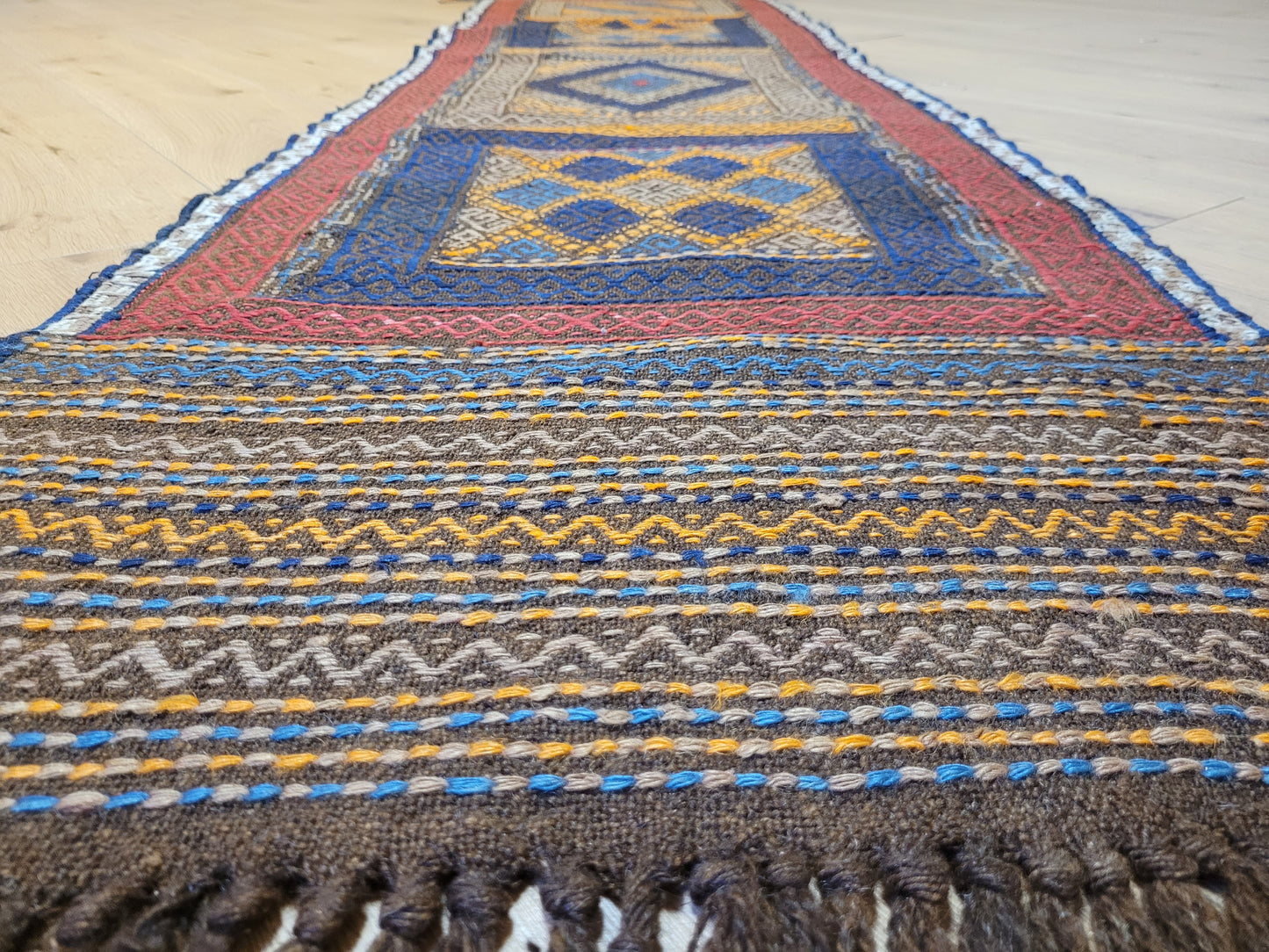 Orientteppich handgeknüpft Kelim Läufer 260×63 cm