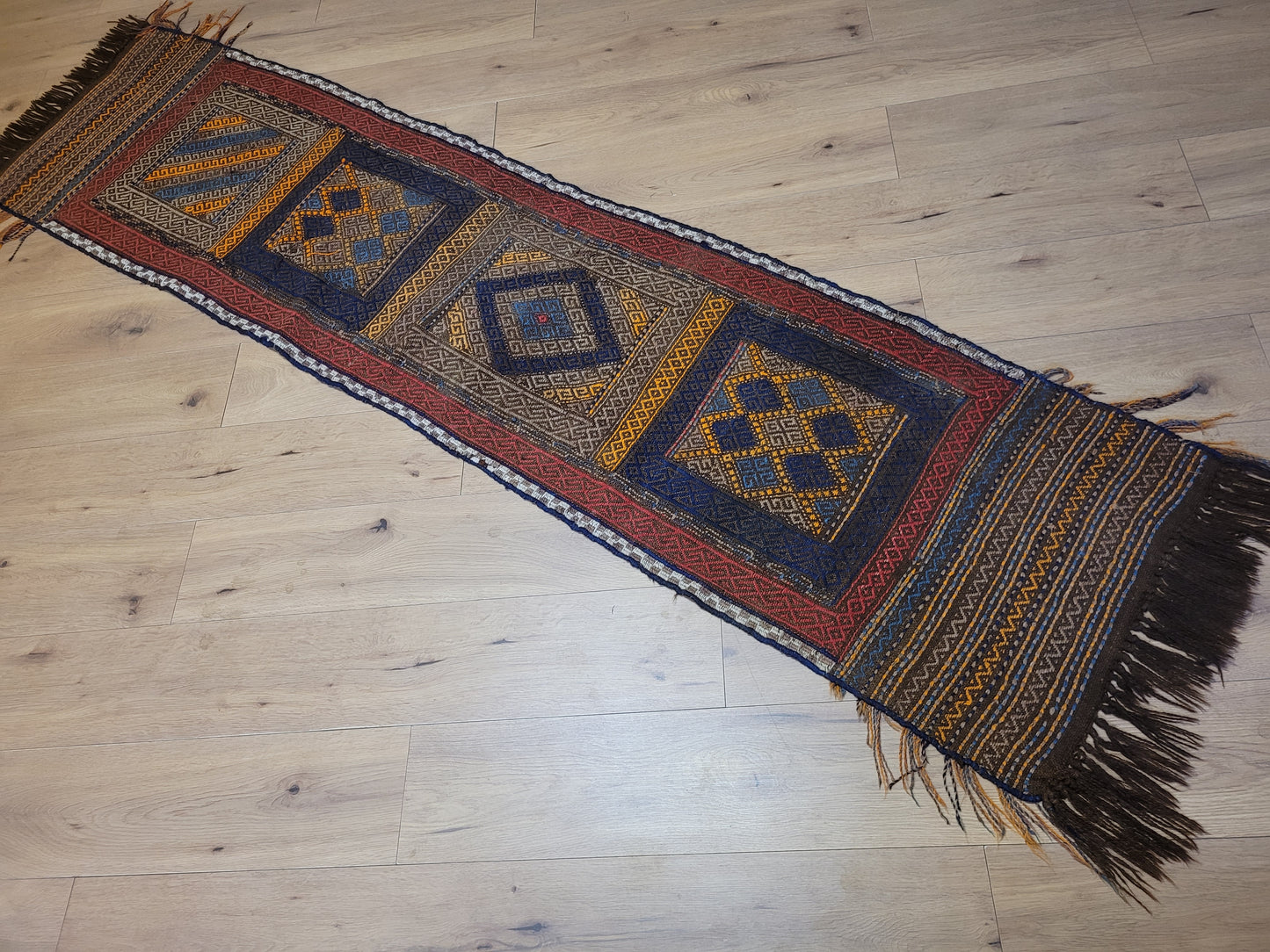 Orientteppich handgeknüpft Kelim Läufer 260×63 cm