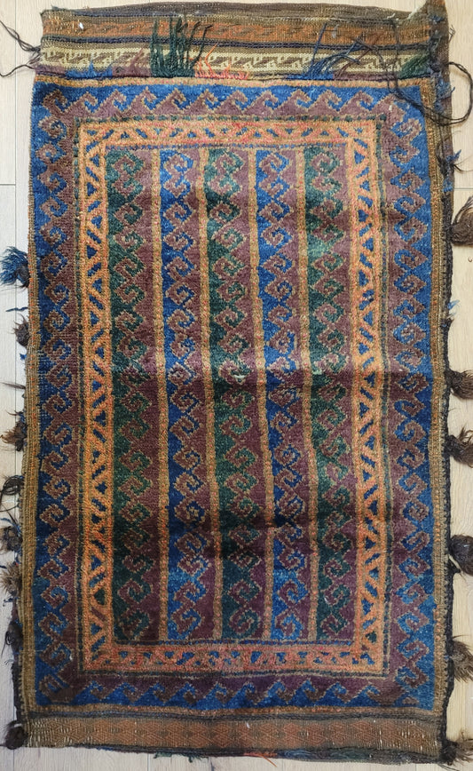 Orientteppich handgeknüpft 110×60 cm Beludj Streifendekor