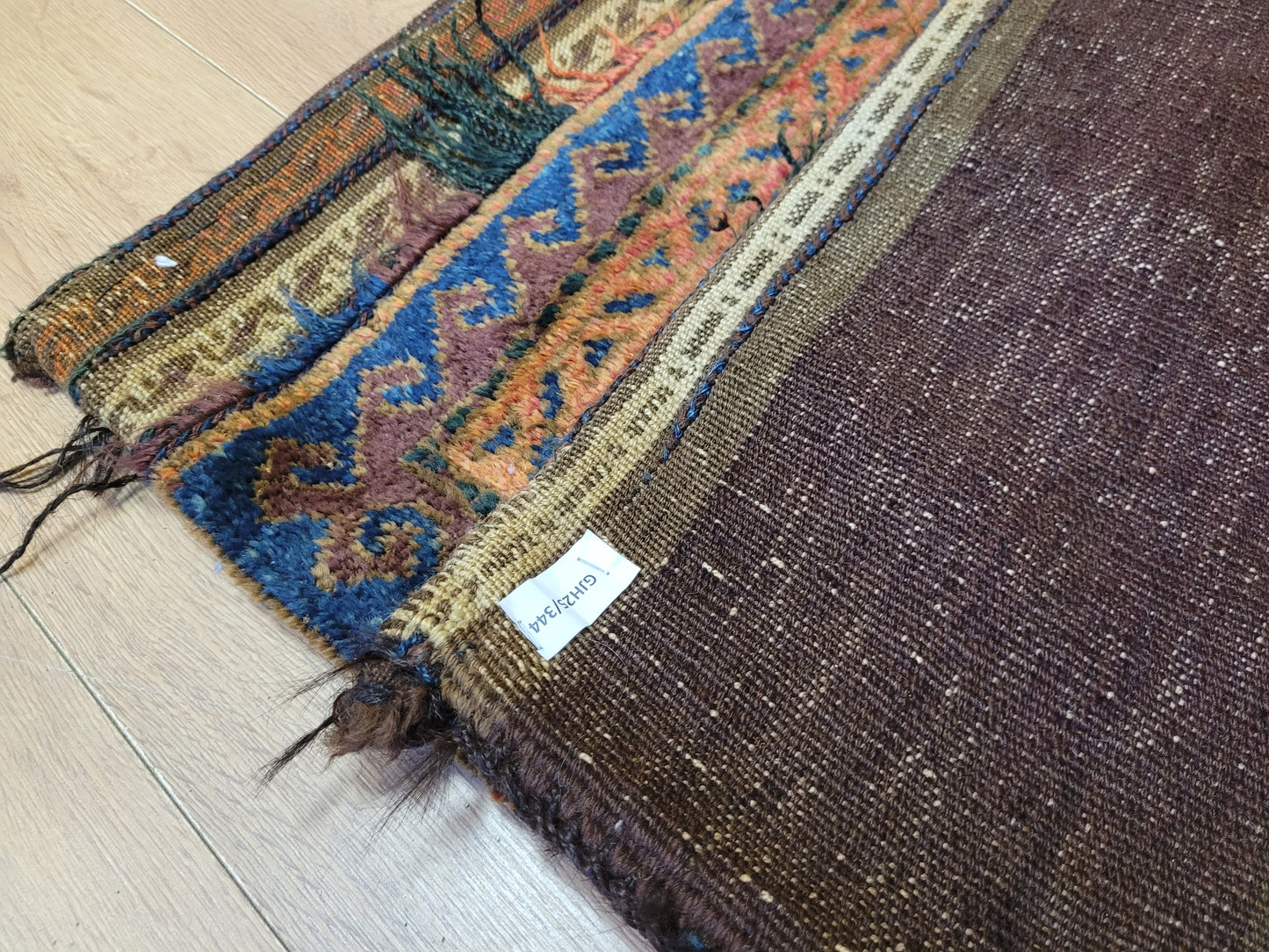 Orientteppich handgeknüpft 110×60 cm Beludj Streifendekor