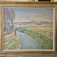 Ölgemälde Rheinufer Düsseldorf Fritz Köhler (1887-1972) Landschaft 63x73cm