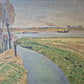 Ölgemälde Rheinufer Düsseldorf Fritz Köhler (1887-1972) Landschaft 63x73cm
