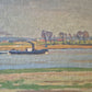 Ölgemälde Rheinufer Düsseldorf Fritz Köhler (1887-1972) Landschaft 63x73cm