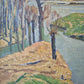 Ölgemälde Rheinufer Düsseldorf Fritz Köhler (1887-1972) Landschaft 63x73cm