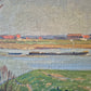 Ölgemälde Rheinufer Düsseldorf Fritz Köhler (1887-1972) Landschaft 63x73cm