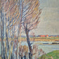 Ölgemälde Rheinufer Düsseldorf Fritz Köhler (1887-1972) Landschaft 63x73cm