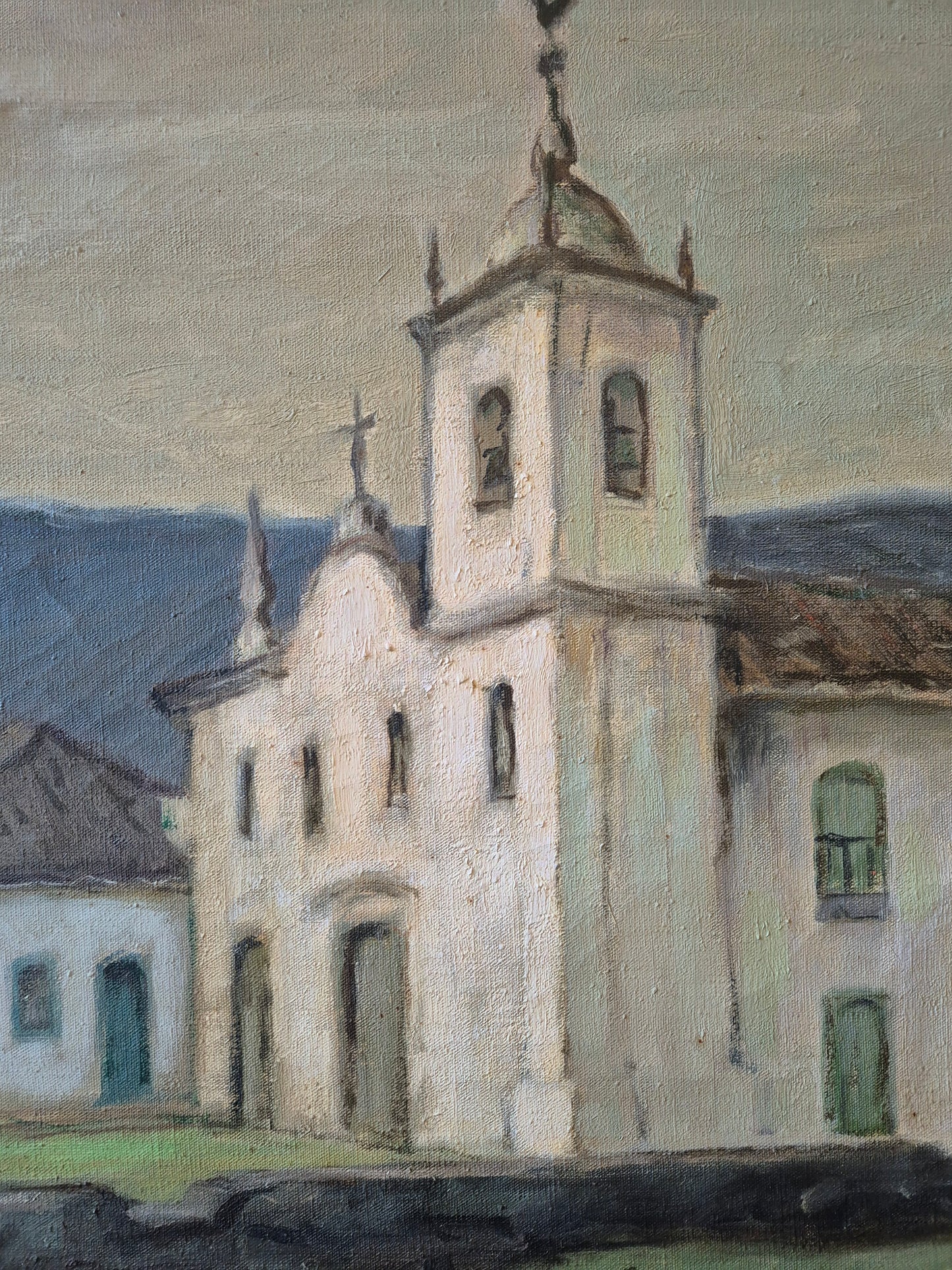 Ölgemälde Impressionismus Handsigniert Dorfkirche Lateinamerika (XX)