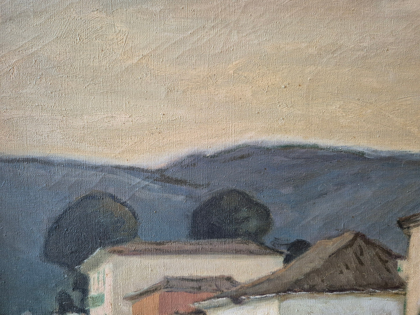 Ölgemälde Impressionismus Handsigniert Dorfkirche Lateinamerika (XX)