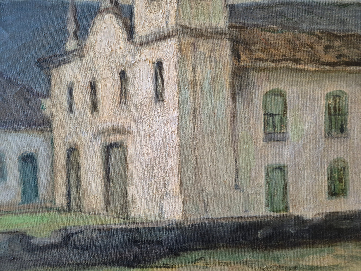 Ölgemälde Impressionismus Handsigniert Dorfkirche Lateinamerika (XX)