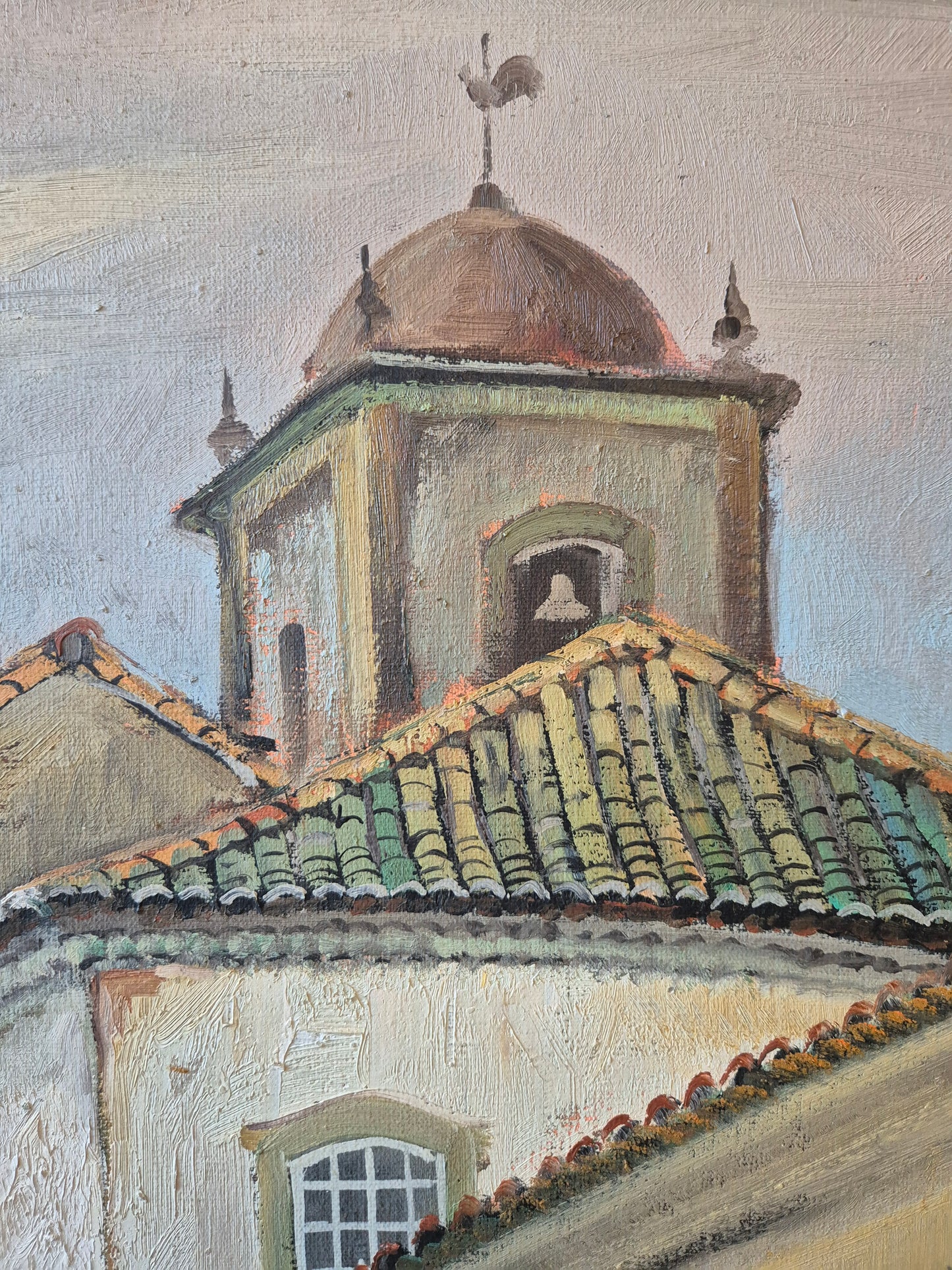 Ölgemälde Landschaft Brasilien Omar Pellegatta (1925-2001) Dorfkirche 78x68