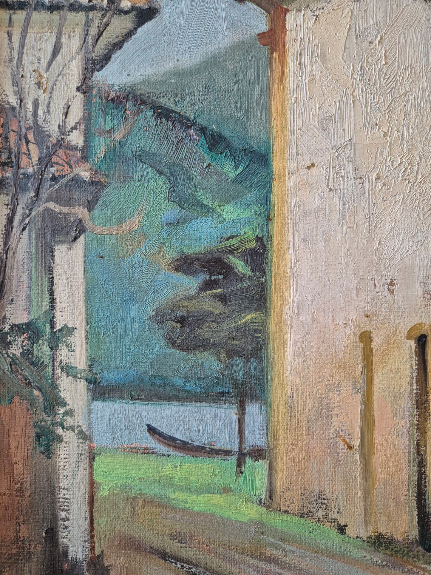 Ölgemälde Landschaft Brasilien Omar Pellegatta (1925-2001) Dorfkirche 78x68