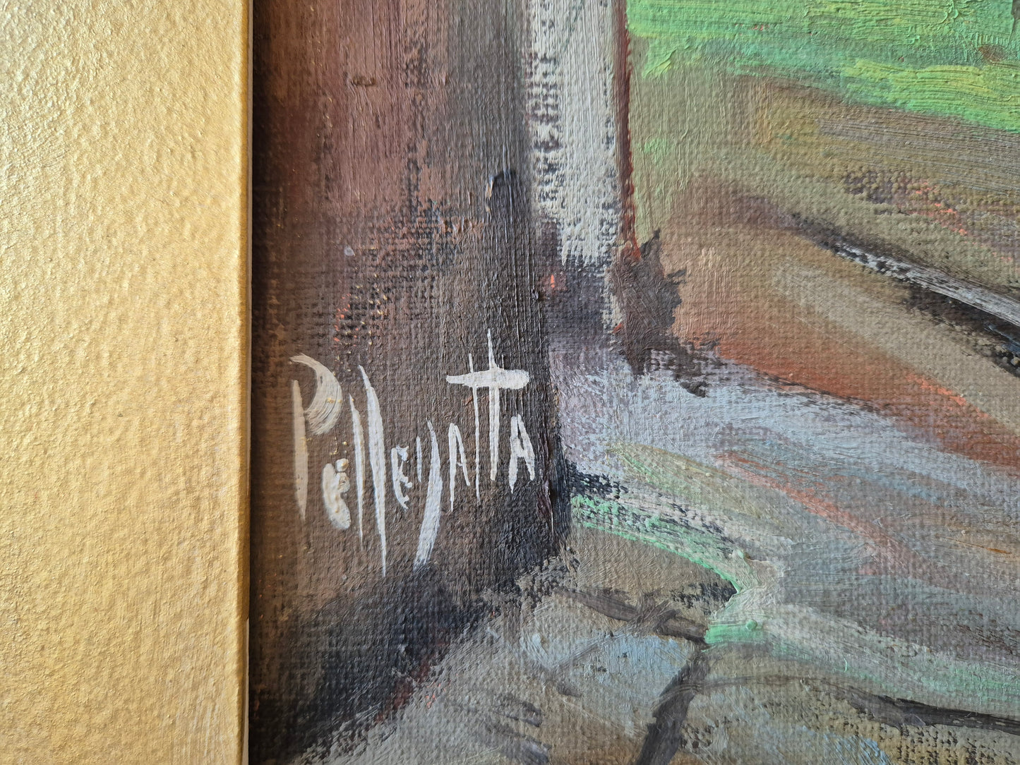 Ölgemälde Landschaft Brasilien Omar Pellegatta (1925-2001) Dorfkirche 78x68