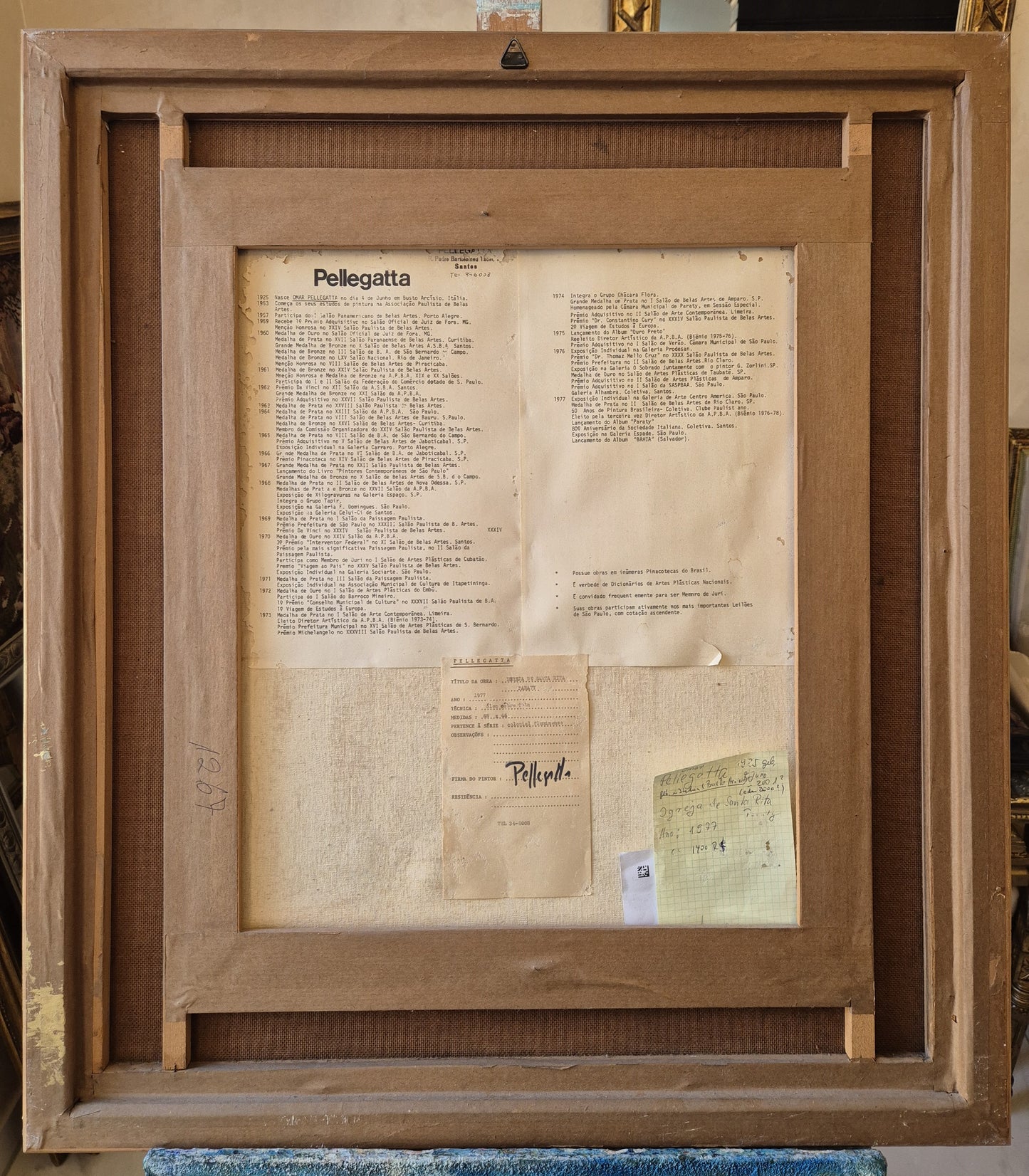 Ölgemälde Landschaft Brasilien Omar Pellegatta (1925-2001) Dorfkirche 78x68