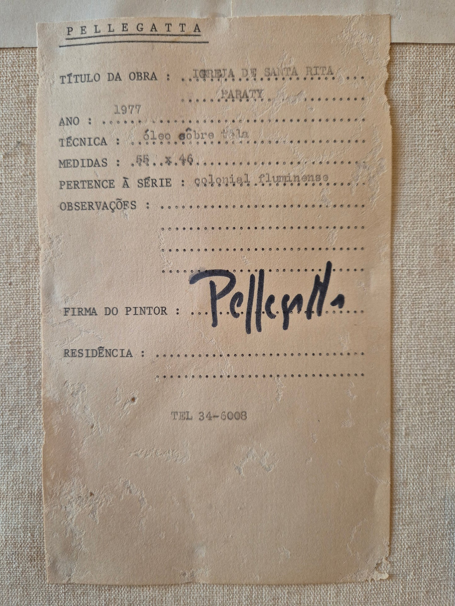 Ölgemälde Landschaft Brasilien Omar Pellegatta (1925-2001) Dorfkirche 78x68