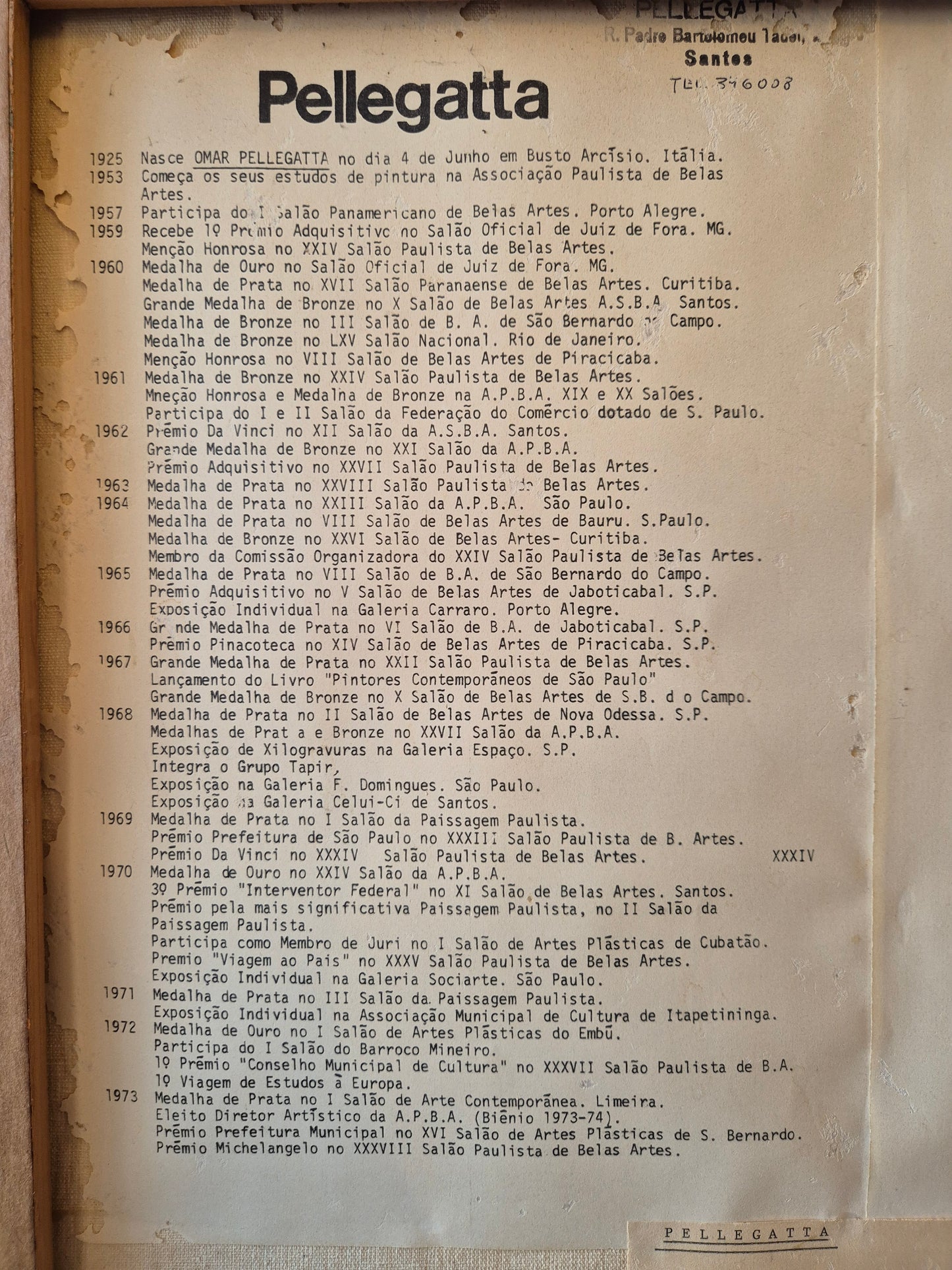 Ölgemälde Landschaft Brasilien Omar Pellegatta (1925-2001) Dorfkirche 78x68