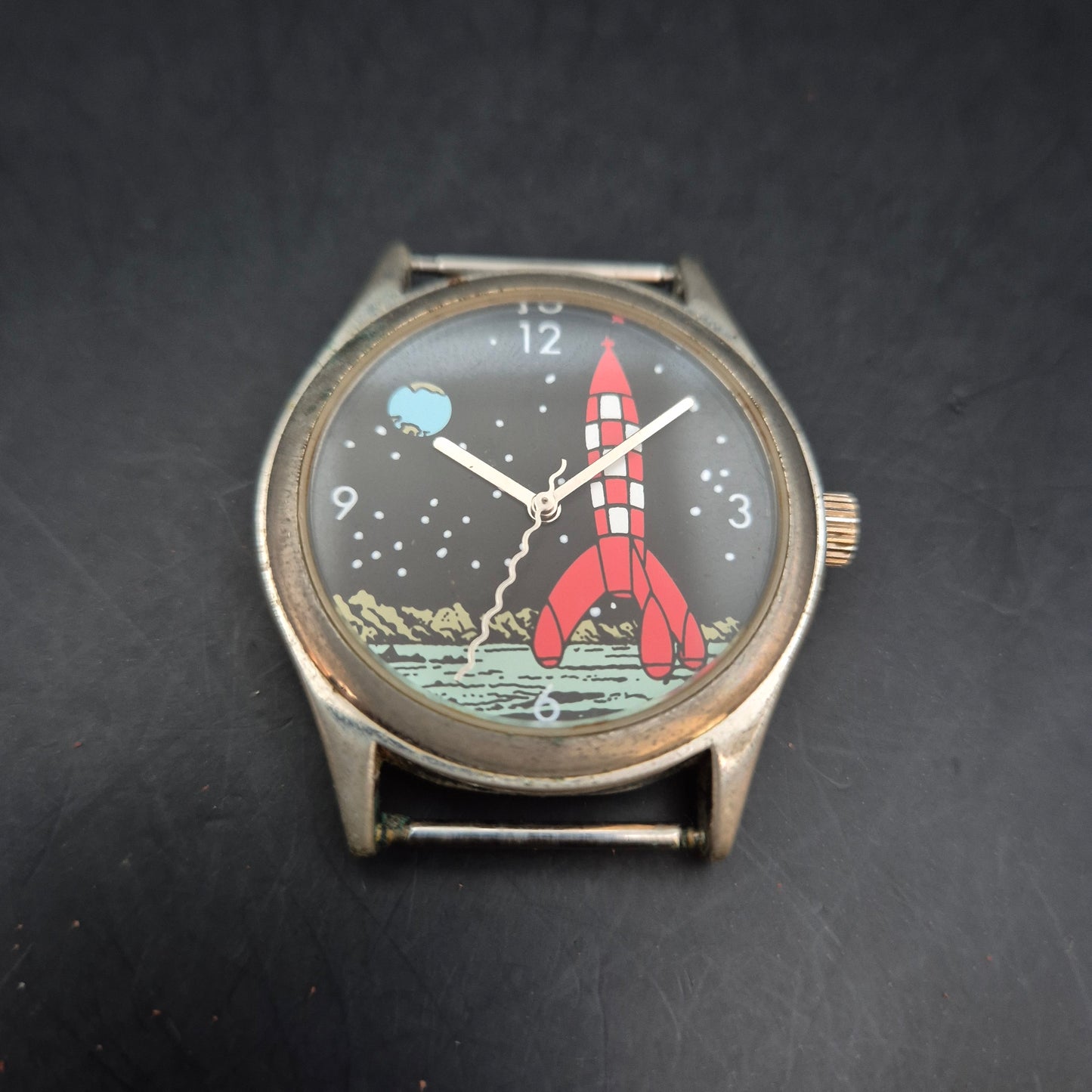 Seltene Tintin Herren Uhr – Kultiges Comic-Motiv mit Raketen-Design