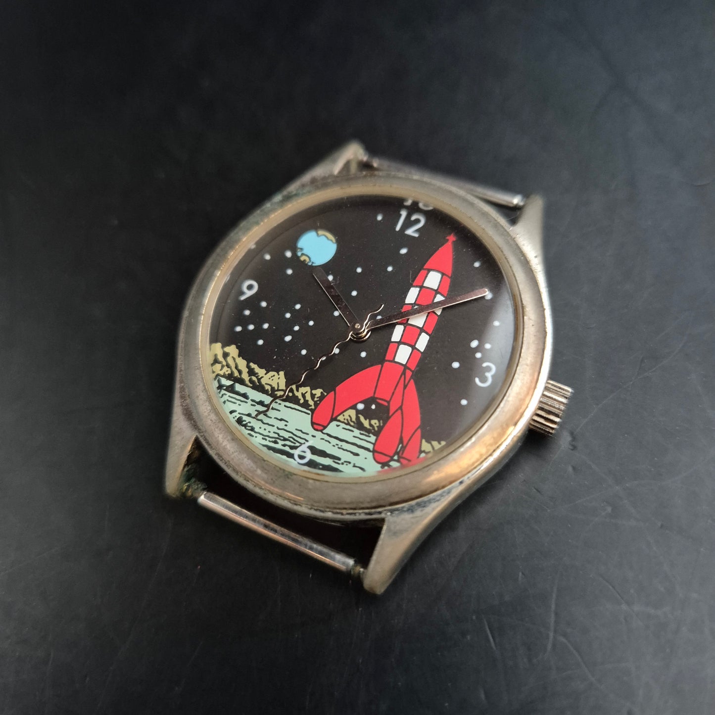 Seltene Tintin Herren Uhr – Kultiges Comic-Motiv mit Raketen-Design