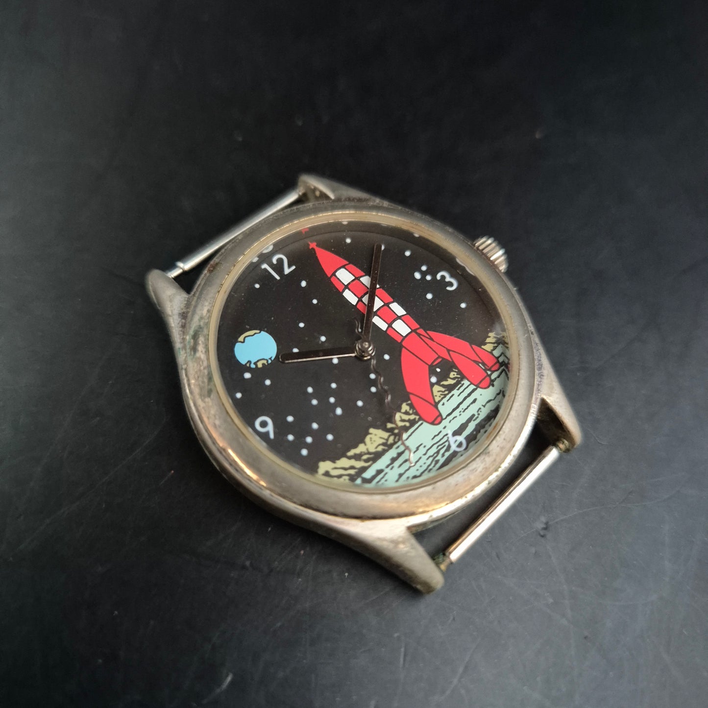 Seltene Tintin Herren Uhr – Kultiges Comic-Motiv mit Raketen-Design