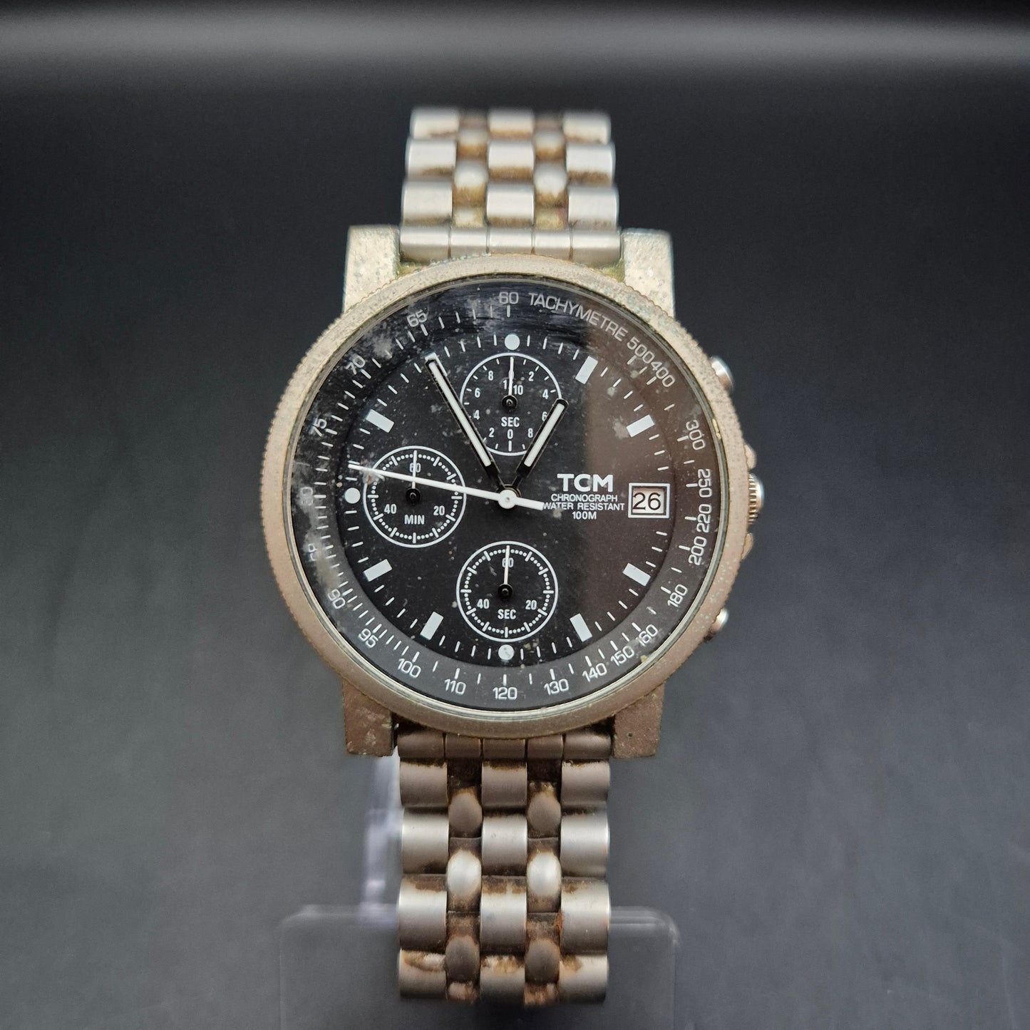 TCM Herren Uhr Chronograph – Robustes Edelstahlmodell mit Tachymeter
