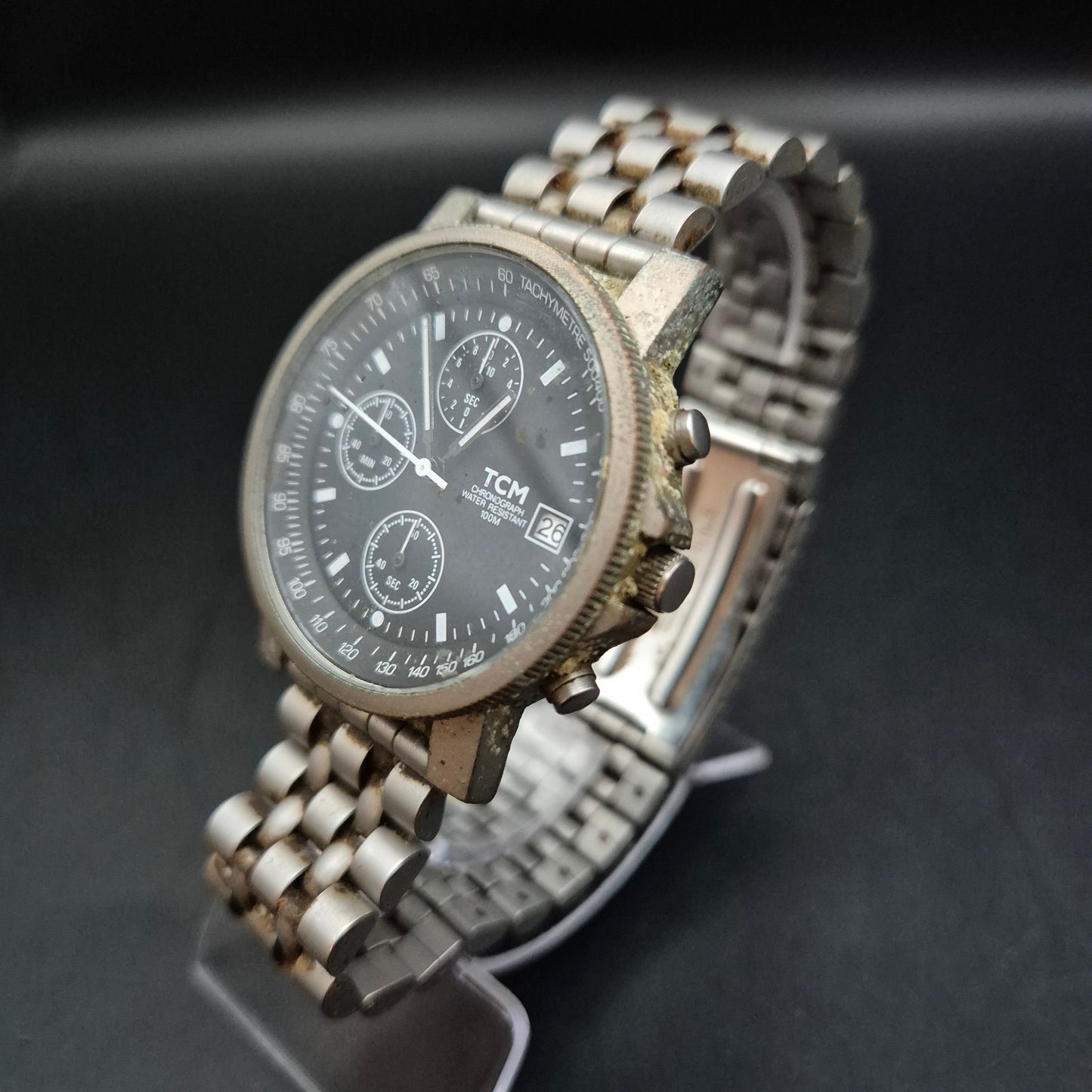 TCM Herren Uhr Chronograph – Robustes Edelstahlmodell mit Tachymeter