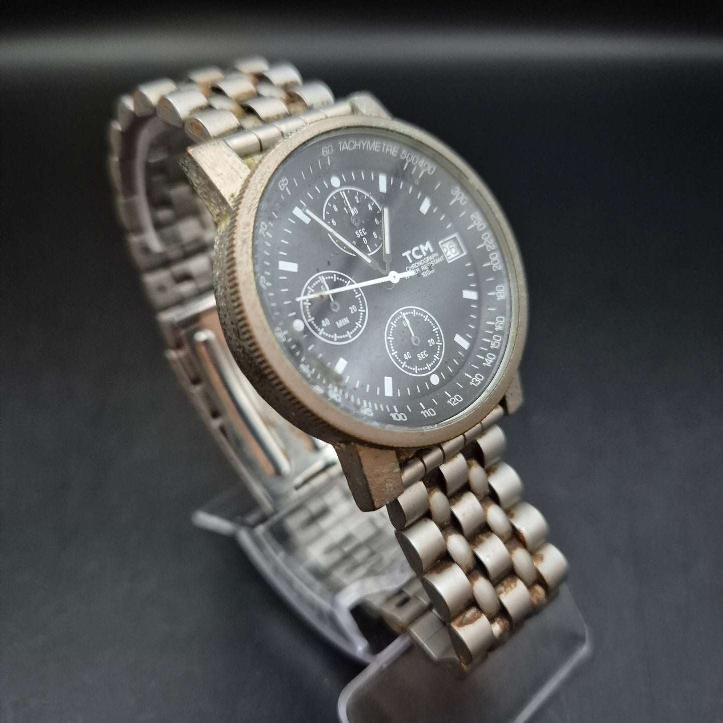 TCM Herren Uhr Chronograph – Robustes Edelstahlmodell mit Tachymeter