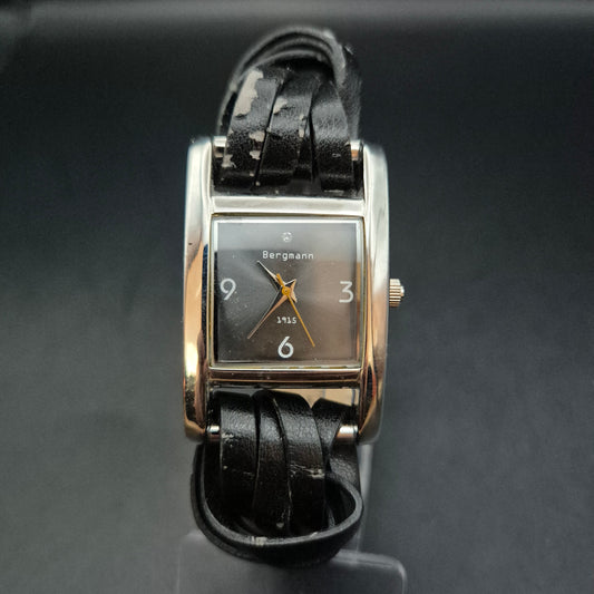 Elegante Bergmann Damen Uhr – Rechteckiges Gehäuse mit Lederarmband