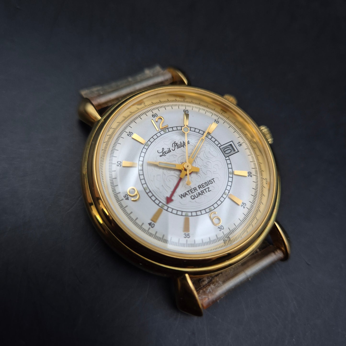 Louis Philippe Herren Uhr – Goldene President Watch mit Datumsanzeige
