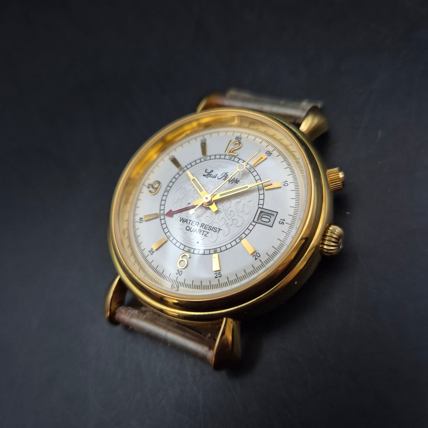 Louis Philippe Herren Uhr – Goldene President Watch mit Datumsanzeige