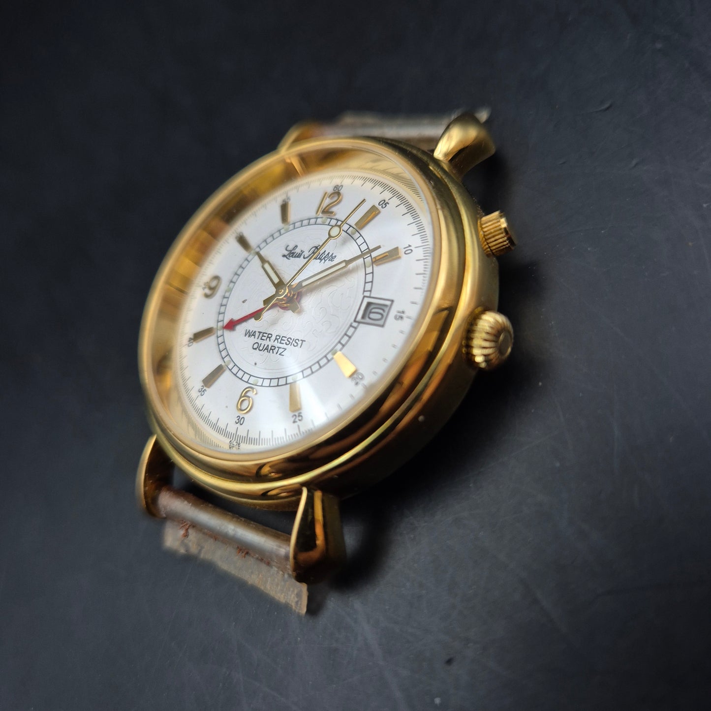 Louis Philippe Herren Uhr – Goldene President Watch mit Datumsanzeige