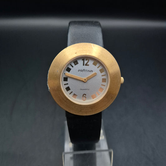 Prätina Damen Uhr – Modernes Design mit breiter Goldoptik-Lünette