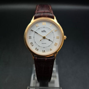 Elegante Royal Damen Uhr – Goldfarben mit römischen Ziffern