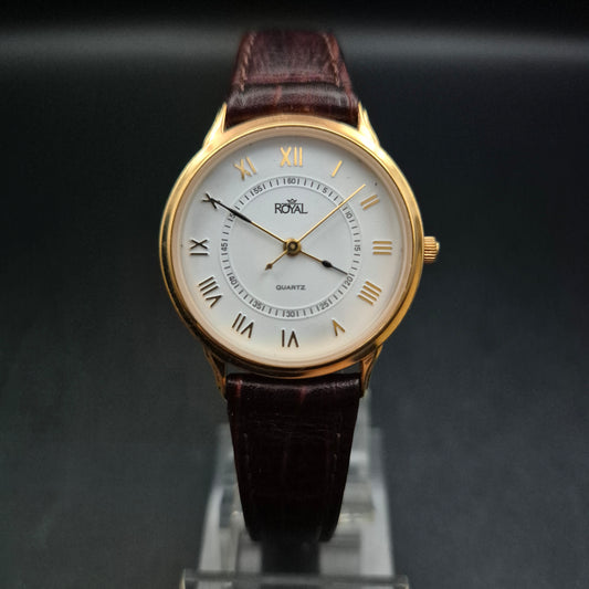 Elegante Royal Damen Uhr – Goldfarben mit römischen Ziffern