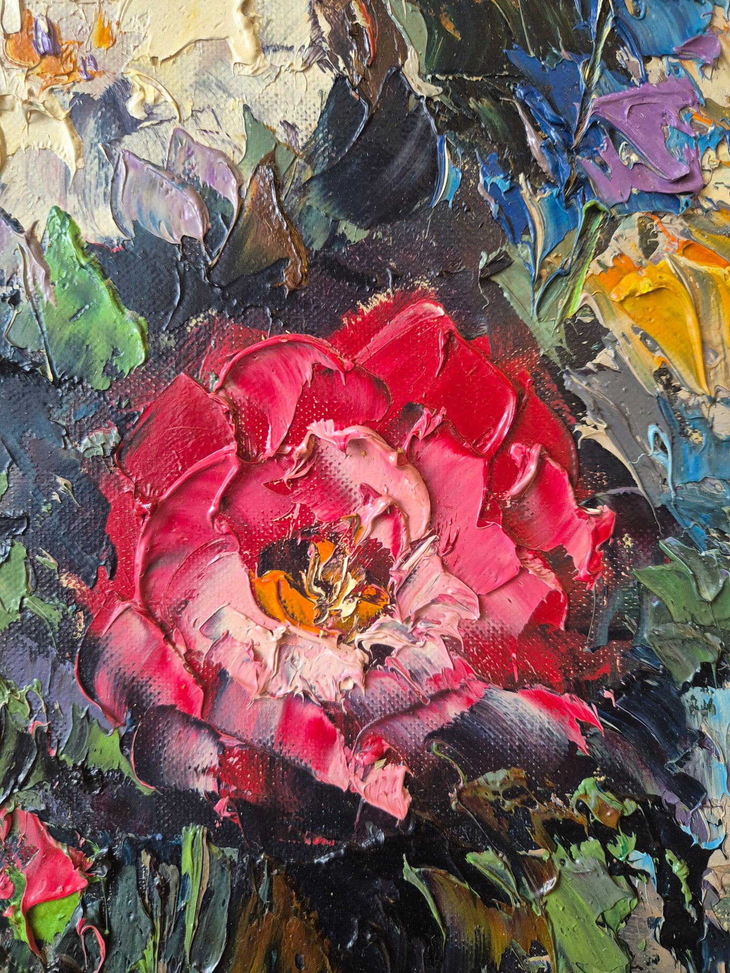 Ölgemälde Stillleben Blumen Genevieve Berthiyn (XX) Gerahmt 55x45cm