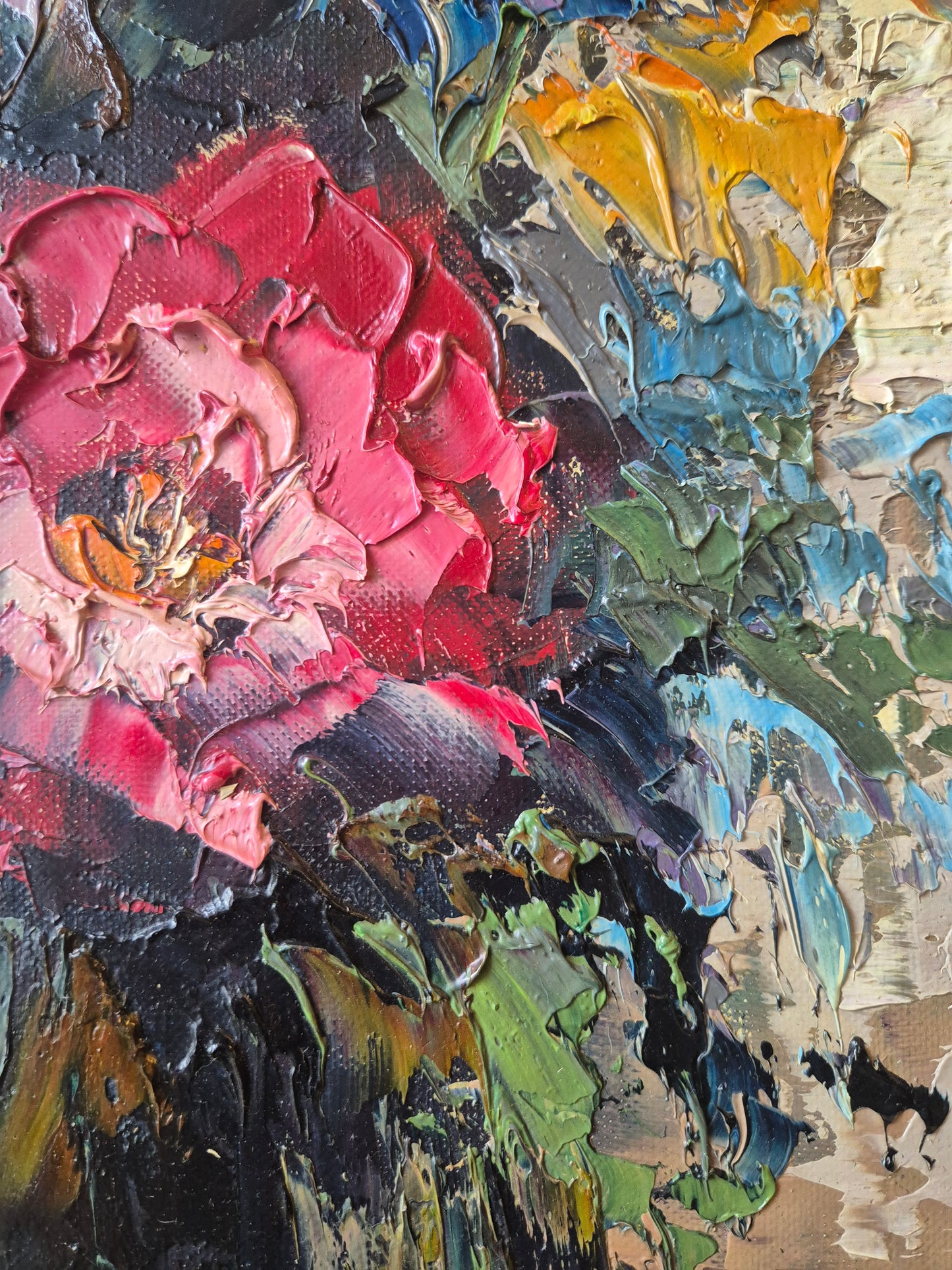 Ölgemälde Stillleben Blumen Genevieve Berthiyn (XX) Gerahmt 55x45cm