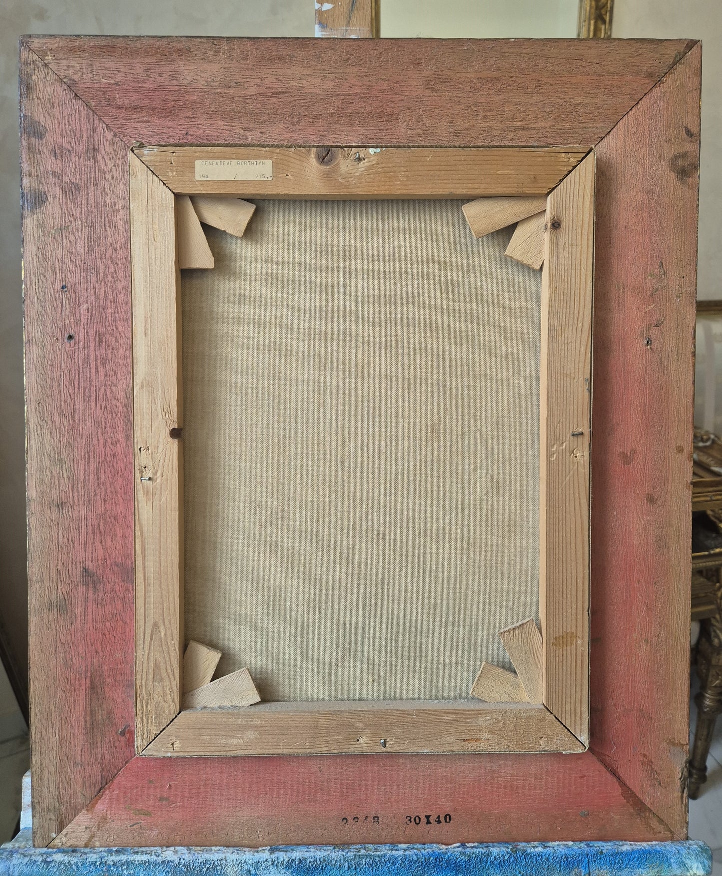 Ölgemälde Stillleben Blumen Genevieve Berthiyn (XX) Gerahmt 55x45cm