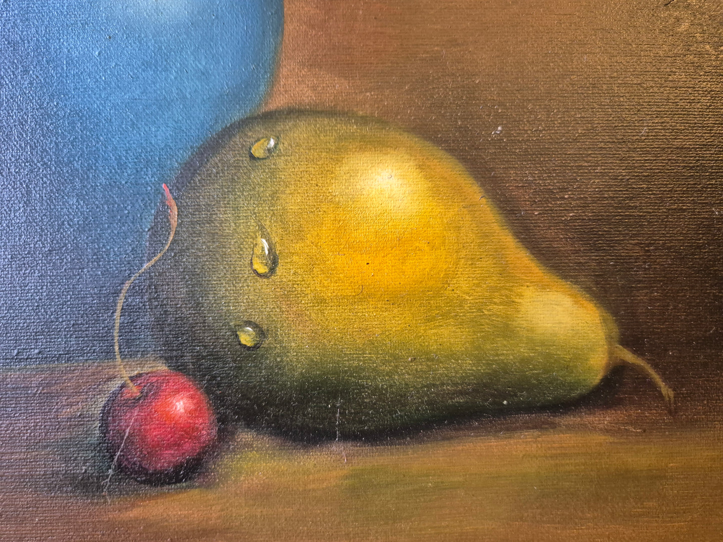 Ölgemälde Stillleben Früchte Krug K. Cotton (XX) Gerahmt 44x54cm