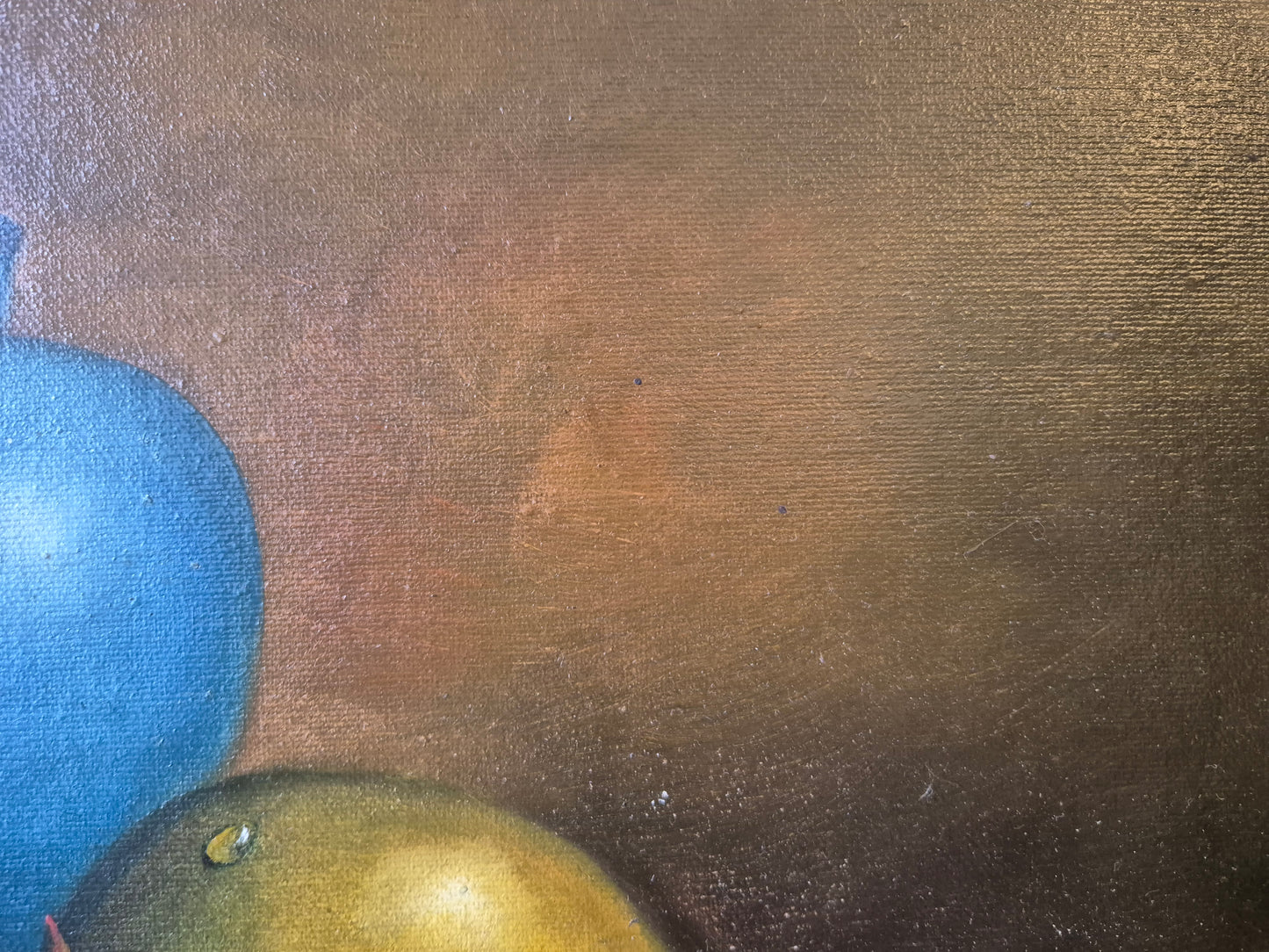 Ölgemälde Stillleben Früchte Krug K. Cotton (XX) Gerahmt 44x54cm