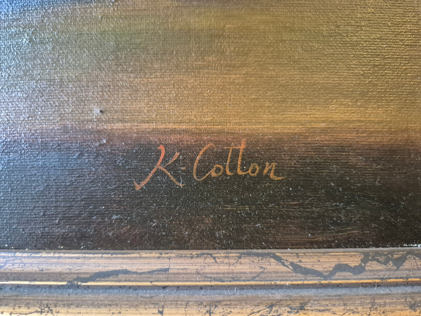 Ölgemälde Stillleben Früchte Krug K. Cotton (XX) Gerahmt 44x54cm