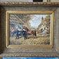 Ölgemälde Tiere Pferde Stall Europäische Schule (XX) Landschaft 48x58cm
