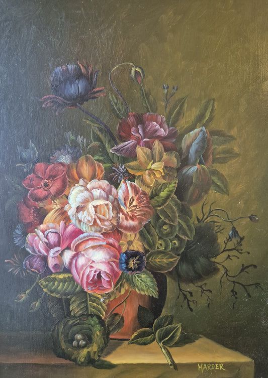 Gemälde Stillleben Blumen Handsigniert Blumenstrauß Harder (XX) 58x48cm