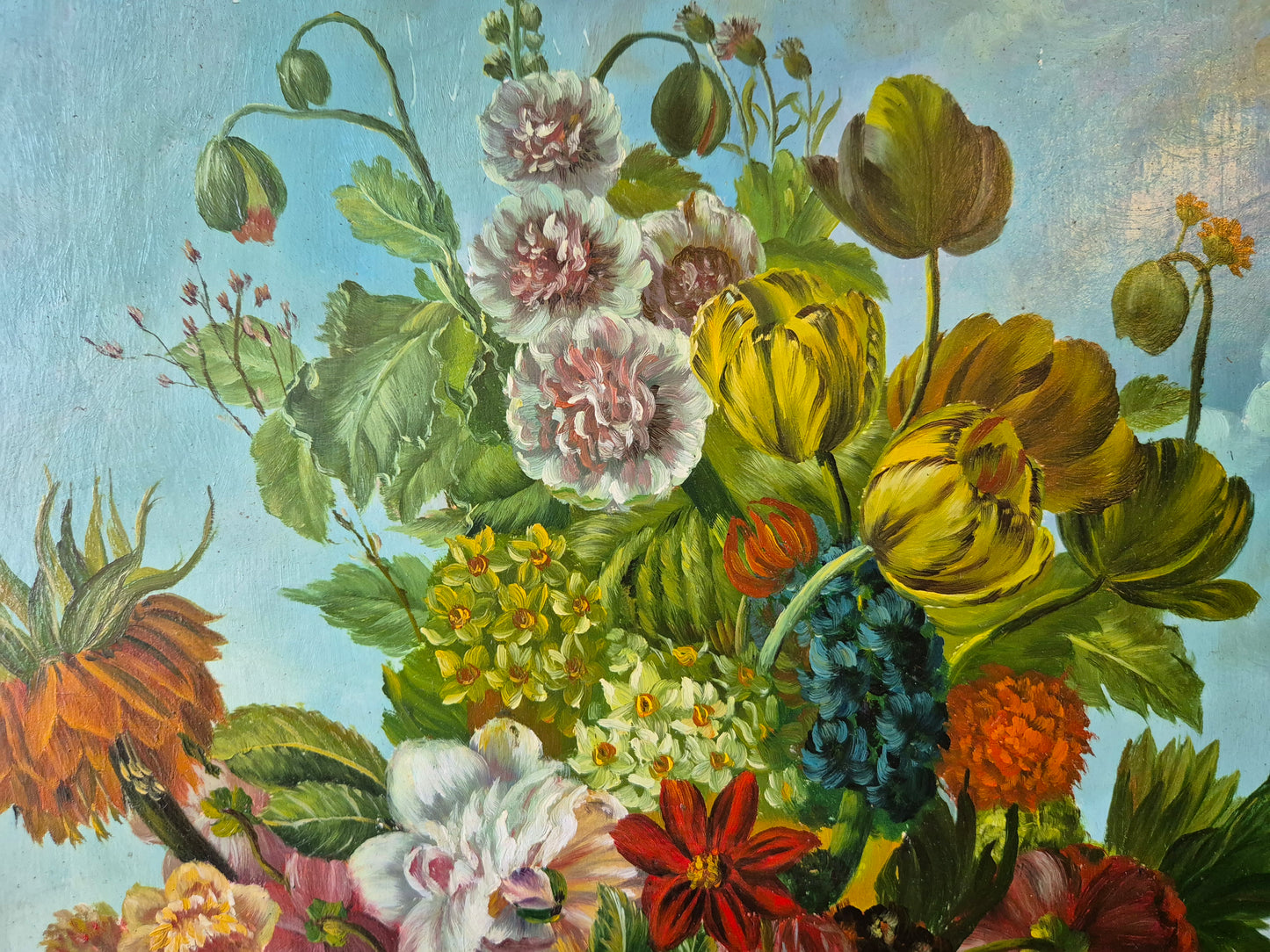 Gemälde Stillleben Blumen Blumenstrauß Handsigniert M. Wagner (XX) 55x45