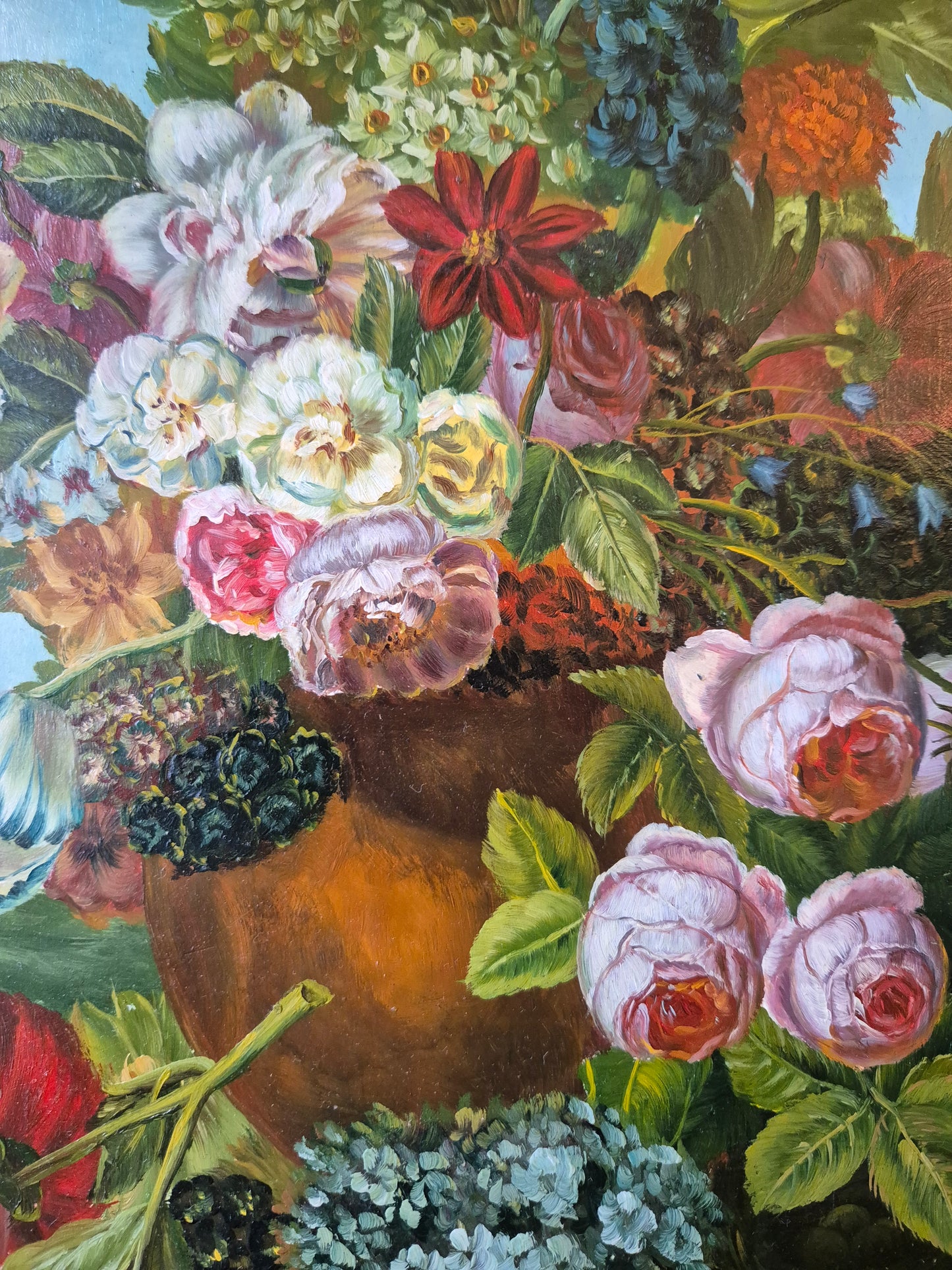 Gemälde Stillleben Blumen Blumenstrauß Handsigniert M. Wagner (XX) 55x45