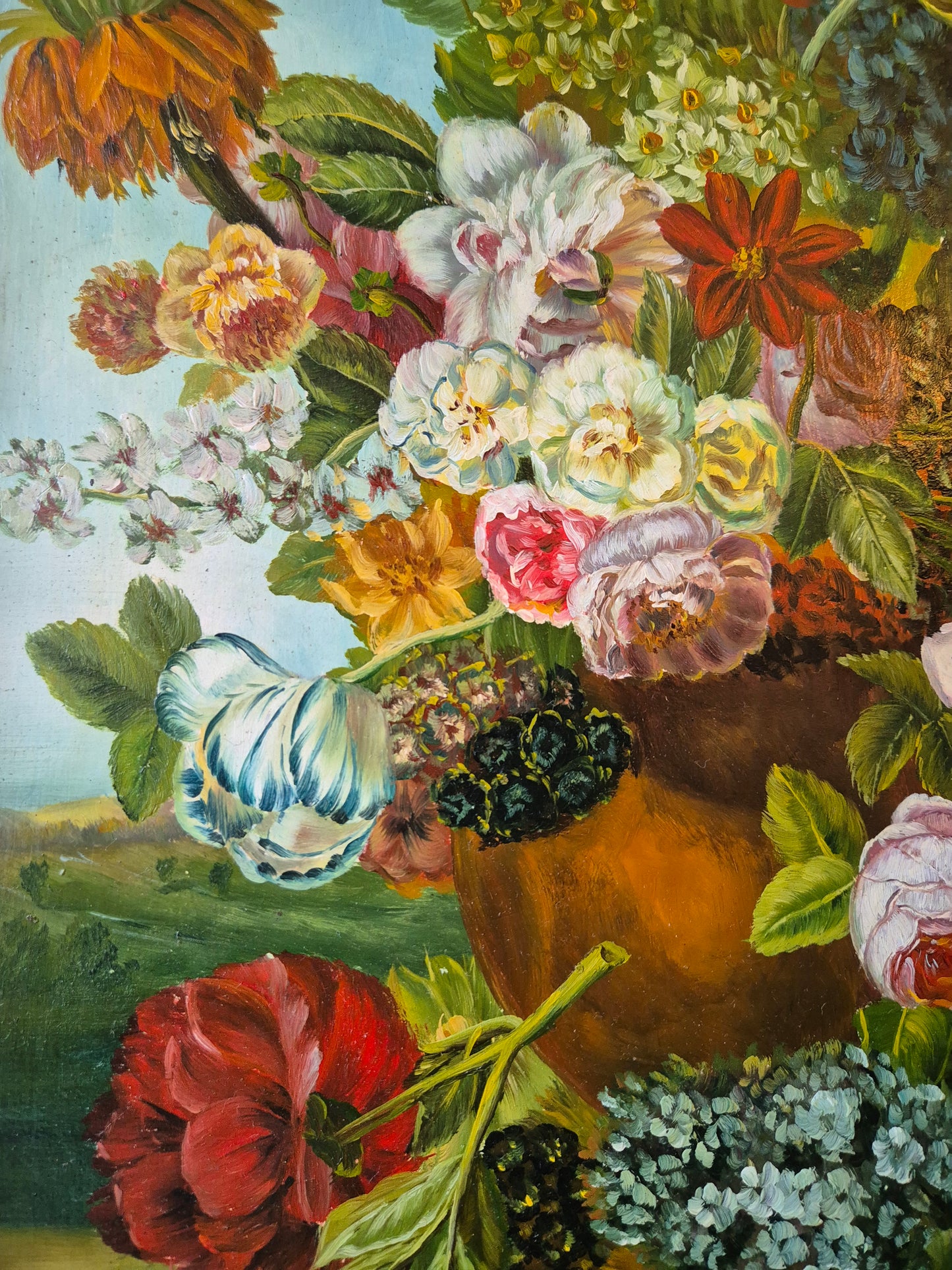 Gemälde Stillleben Blumen Blumenstrauß Handsigniert M. Wagner (XX) 55x45