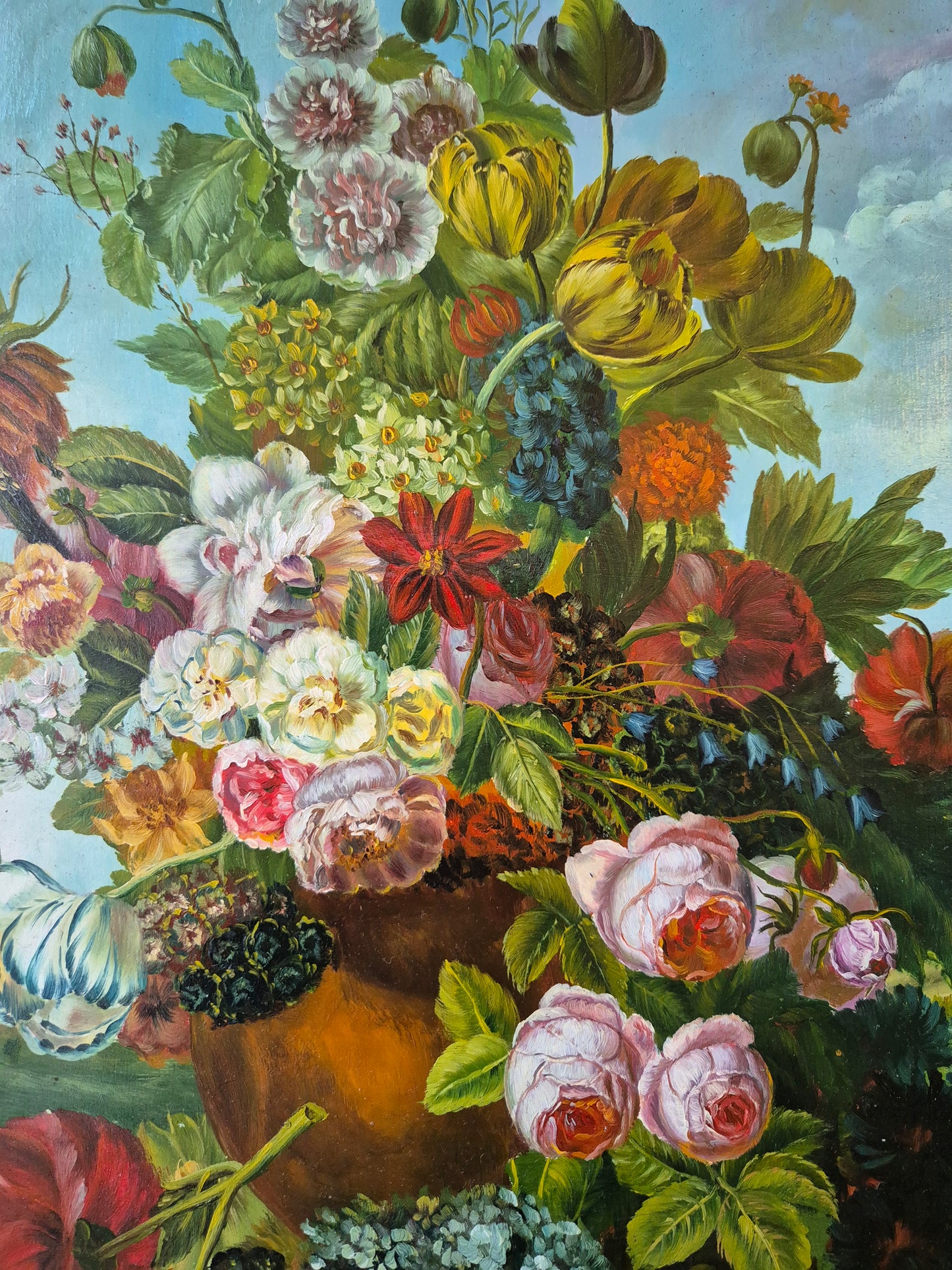 Gemälde Stillleben Blumen Blumenstrauß Handsigniert M. Wagner (XX) 55x45