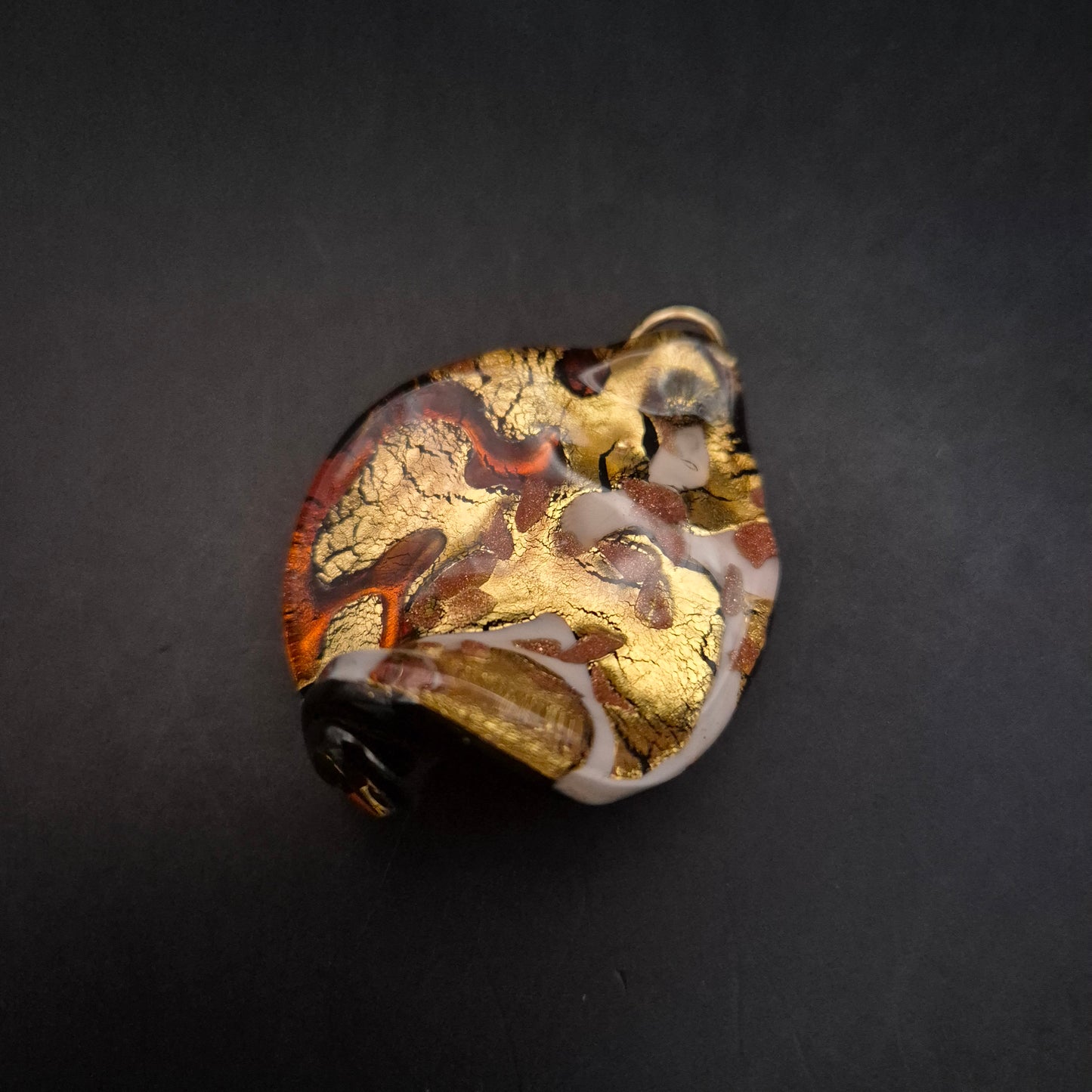 Elegante Murano-Stil Glasanhänger – Goldfolie und Schwarz