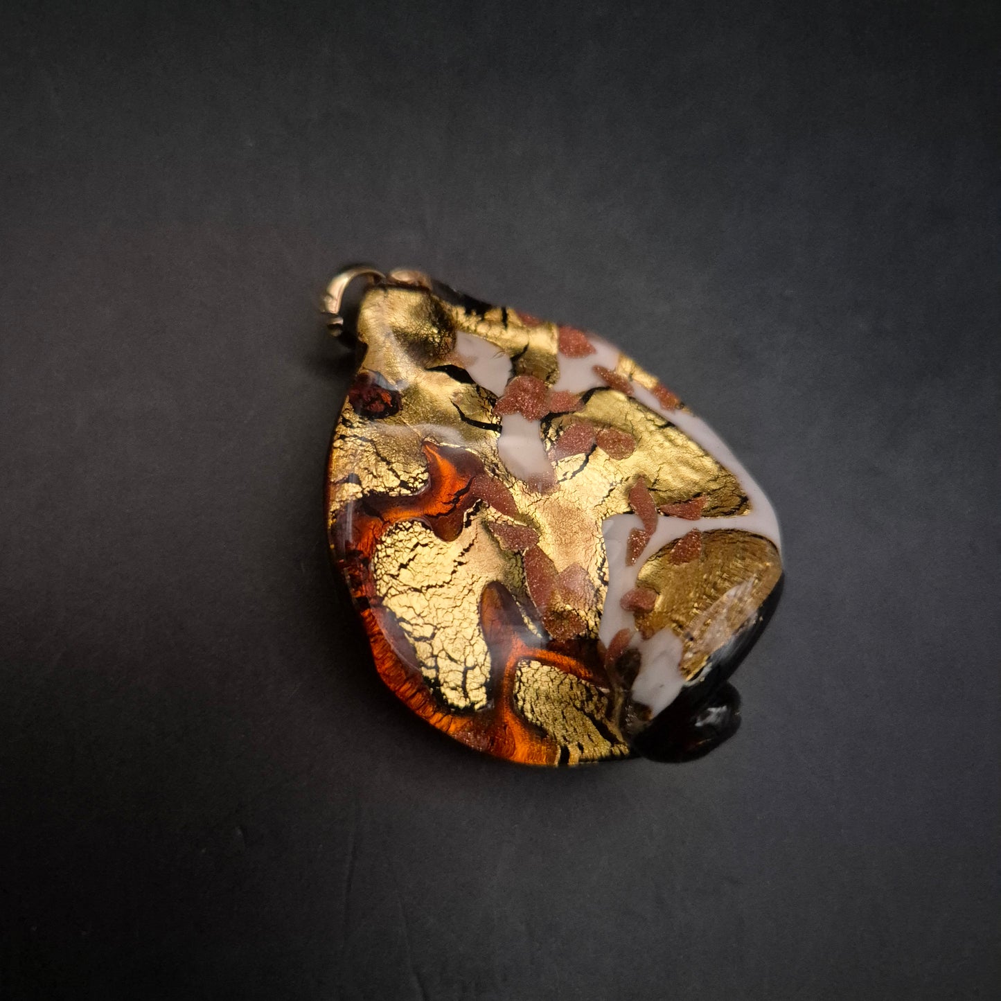 Elegante Murano-Stil Glasanhänger – Goldfolie und Schwarz